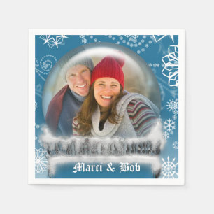 Serviette En Papier Modèle photo du Globe des neiges de Noël personnal