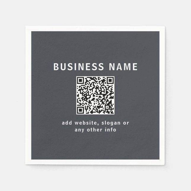 Serviette En Papier Modèle simple pour votre code QR | Gris foncé (Devant)