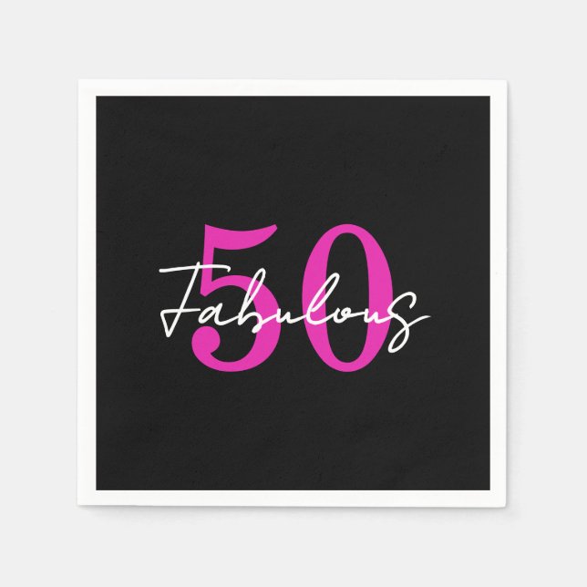 Serviette En Papier Modern 50th Birthday 50 and Fabulous Party (Devant)