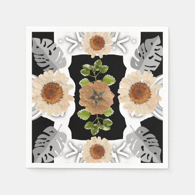 Serviette En Papier modern abstract floral art (Devant)