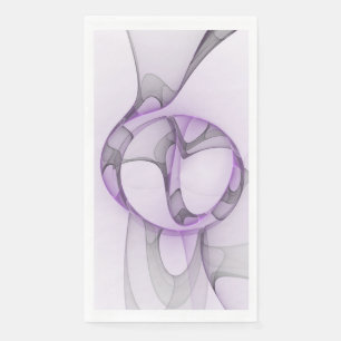 Serviette En Papier Modern Abstract Fractal Art Lavender Gray