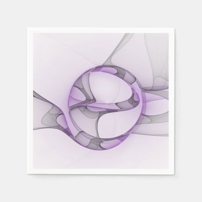Serviette En Papier Modern Abstract Fractal Art Lavender Gray (Devant)