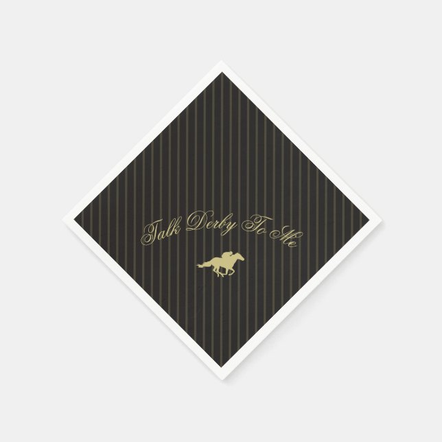 Serviette En Papier Modern Back & Gold Race Horse Derby Party  (Coin)