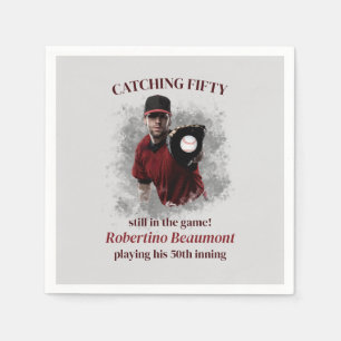 Serviette En Papier Modern Baseball Catching Fifty pour les 50 ans d'u