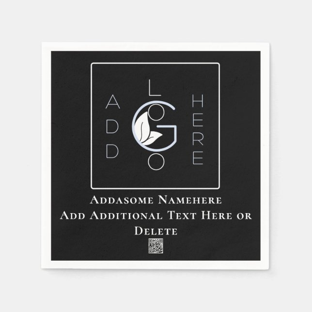 Serviette En Papier Modern Black Ajouter Votre Logo Business Marketing (Devant)