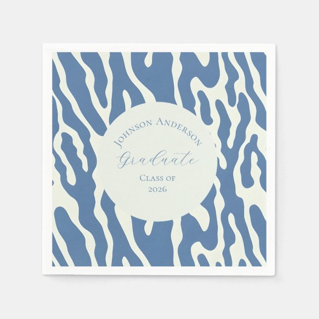 Serviette En Papier Modern blue and cream abstract Pattern graduation (Devant)