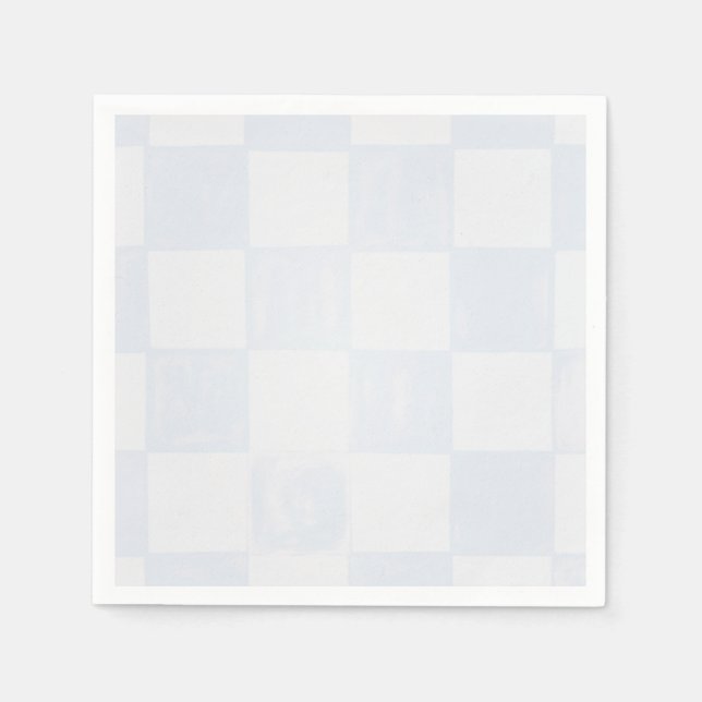 Serviette En Papier Modern Blue Checkered Baby Shower  (Devant)