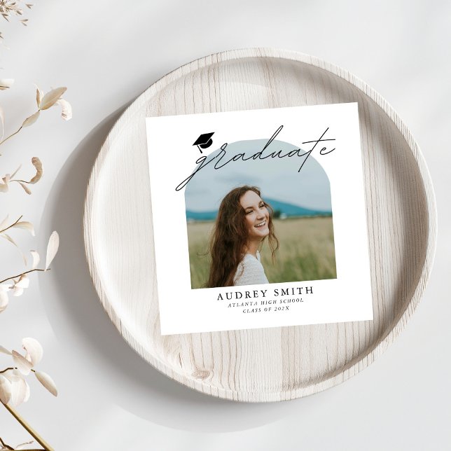 Serviette En Papier Modern Boho Arch Photo Graduation Party (Créateur téléchargé)