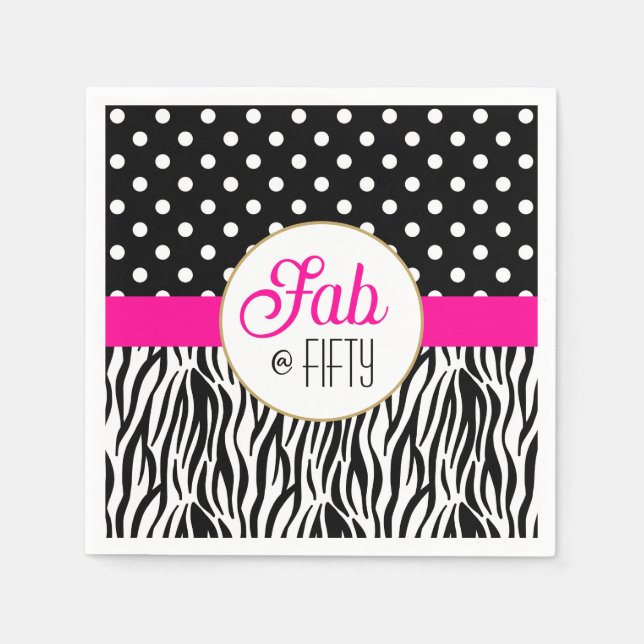 Serviette En Papier Modern Bold Fifty & Fabulous 50th Birthday (Devant)