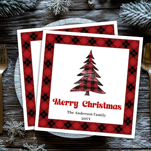Serviette En Papier Modern buffalo tree napkins personalized holiday (Modern buffalo tree napkins personalized holiday

)