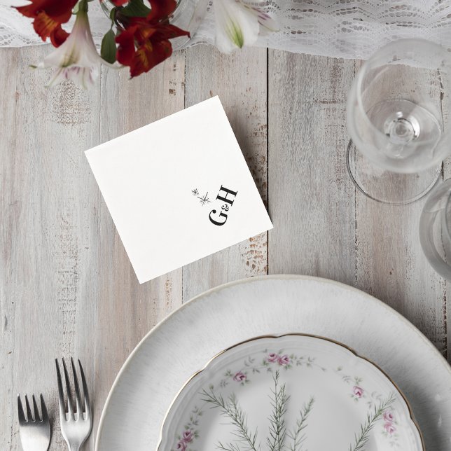Serviette En Papier Modern Celestial Monogram Wedding Cocktail Napkin (Créateur téléchargé)