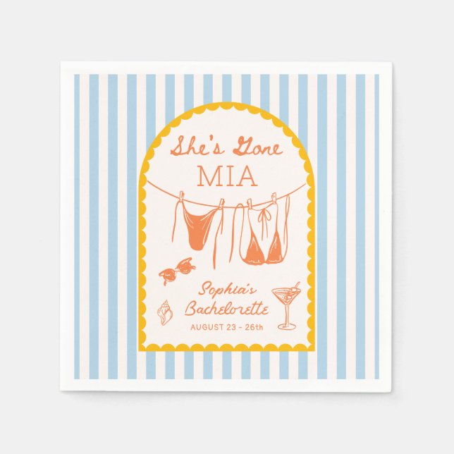 Serviette En Papier Modern Coastal Bachelorette Party Cocktail Napkins (Devant)