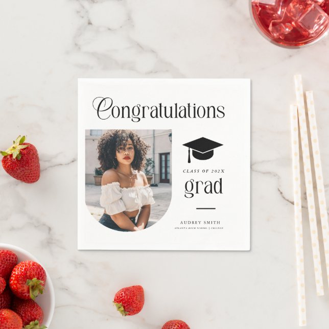 Serviette En Papier Modern Congratulations Grad Photo Graduation Arch (En situation)