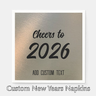 Serviette En Papier Modern Custom Brushed Metal 2026 New Years Party