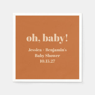 Serviette En Papier Modern Cute Terracotta Baby shower Nom personnalis