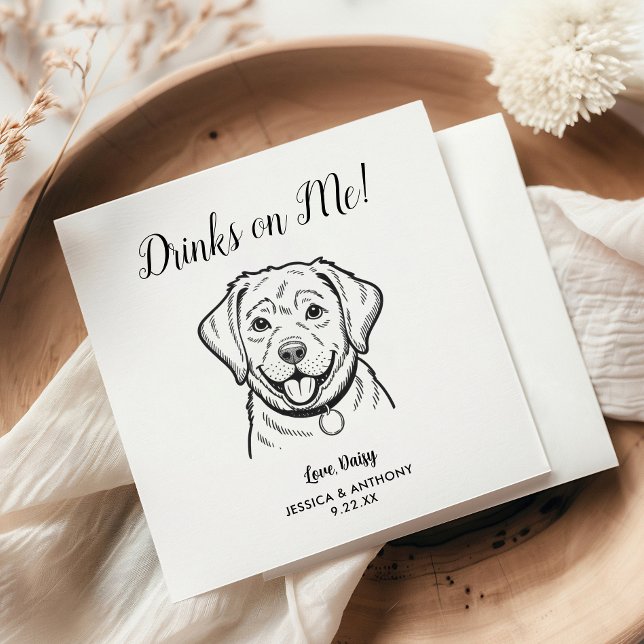 Serviette En Papier Modern Dog Wedding Cocktail Napkins  (Créateur téléchargé)