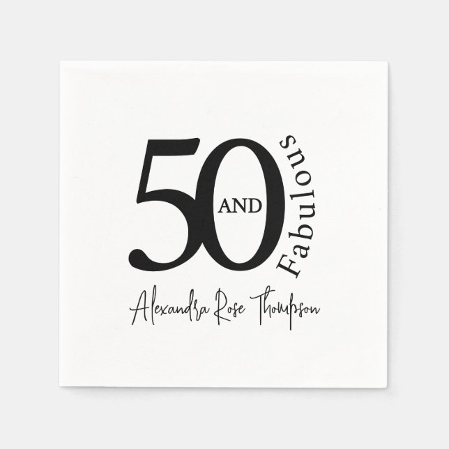 Serviette En Papier Modern Fifty and Fabulous 50th Birthday Party (Devant)