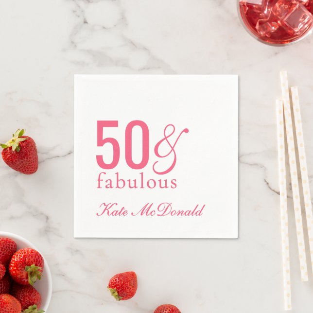 Serviette En Papier Modern Fifty and Fabulous Bold 50th Birthday Party (En situation)