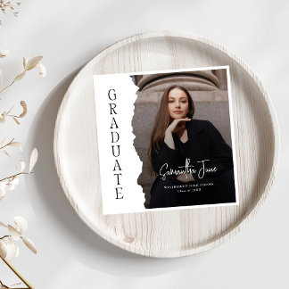 Serviette En Papier Modern Graduate Photo Magazine Graduation Sign