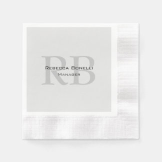 Serviette En Papier Modern Grey Monogram Manager Ajouter un nom Initia