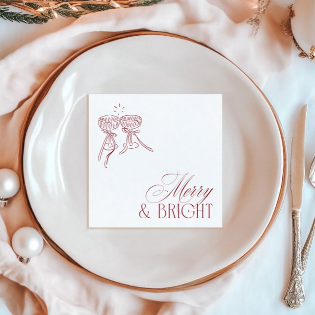 Serviette En Papier Modern Merry & Bright Christmas Holiday Party (Modern Merry & Bright Christmas Holiday Party Napkins)