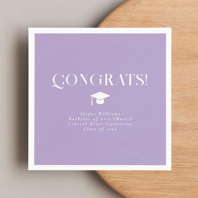 Serviette En Papier Modern Minimal Chic Graduation Party Lavender (Créateur téléchargé)
