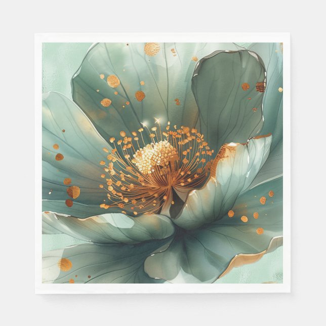 Serviette En Papier Modern Minimalis Emerald and White Wedding Napkins (Devant)