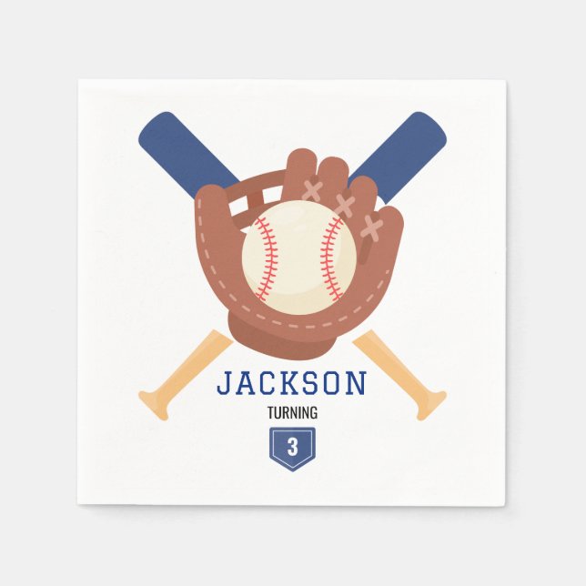 Serviette En Papier Modern Minimalist Baseball Batter Up Birthday (Devant)