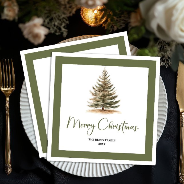 Serviette En Papier Modern Neutral Christmas Tree Family Napkins (Modern Neutral Christmas Tree Family Napkins)