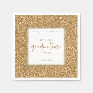 Serviette En Papier Modern Script Gold Parties scintillant Nom Graduat
