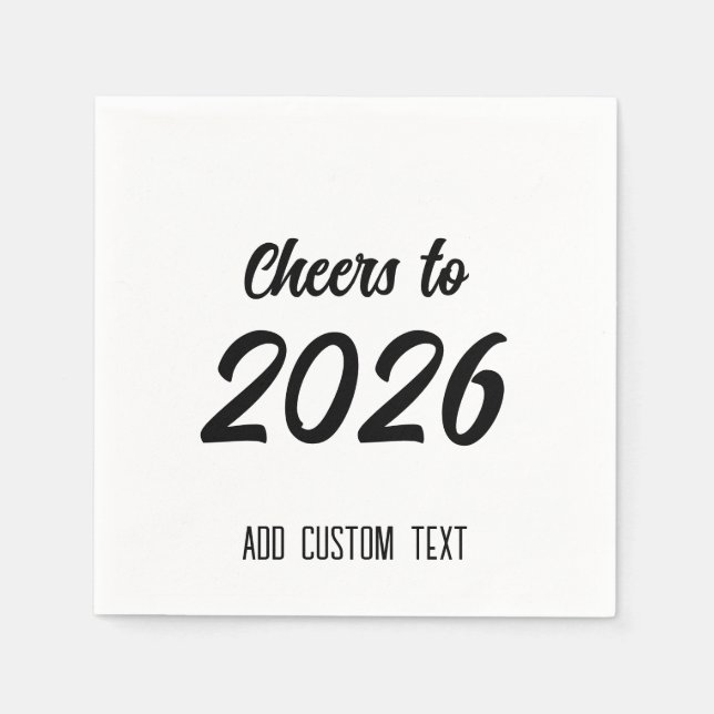 Serviette En Papier Modern Simple Custom Script 2026 New Years Party (Devant)
