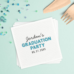 Serviette En Papier Modern Stripes Blue Graduation Party