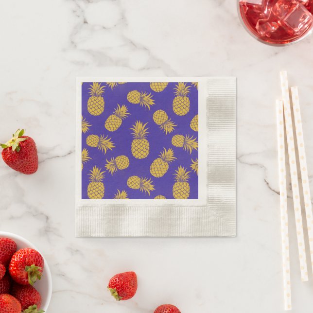 Serviette En Papier Modern Tropical Pineapple Watercolor (En situation)