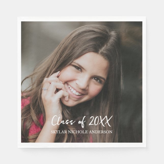 Serviette En Papier Modern Typography Photo Graduation (Devant)