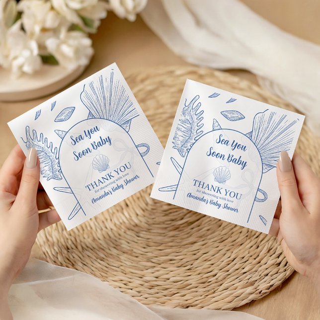 Serviette En Papier Modern Under The Sea You Soon Blue Boy Baby Shower (Créateur téléchargé)
