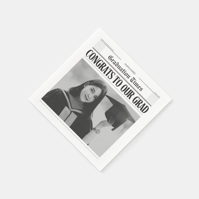 Serviette En Papier Modern unique funny photo newspaper graduation (Coin)
