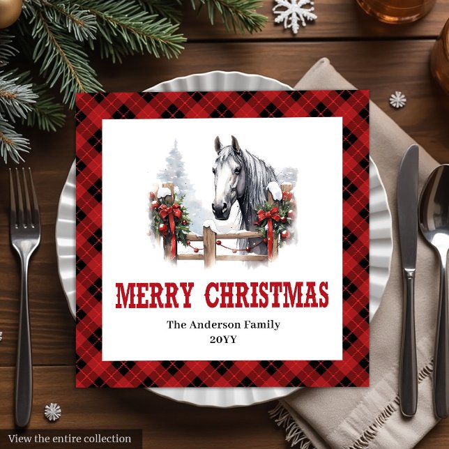 Serviette En Papier Modern Western Tartan Christmas Paper Napkins (Modern Western Tartan Christmas Paper Napkins)
