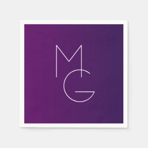 Serviette En Papier Moderne 2 Initiales   Ombre subtile violet profond