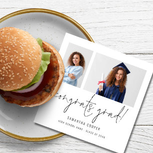 Serviette En Papier Moderne 2 Photo Script Graduation Party