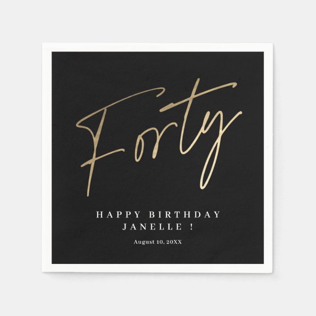 Serviette En Papier Moderne 40e anniversaire simple élégant stylé (Devant)