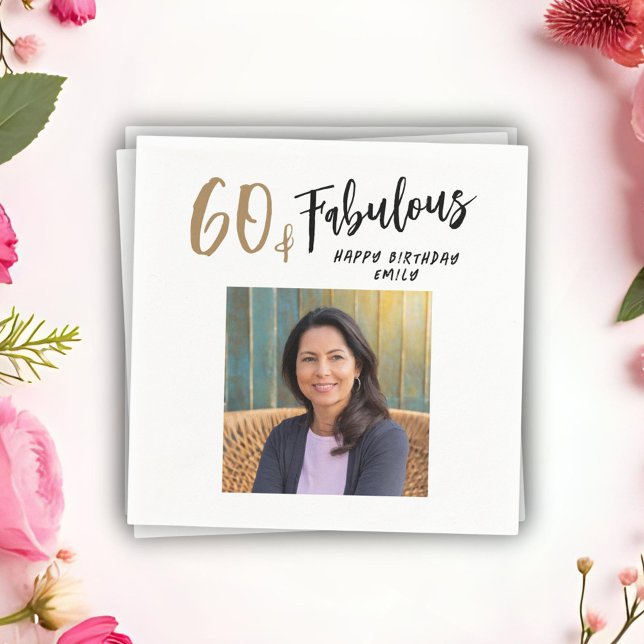 Serviette En Papier Moderne 60 et Fabuleux Photo 60e anniversaire (Créateur téléchargé)