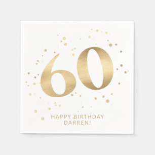 Serviette En Papier Moderne 60e Soixantième Anniversaire Paillettes