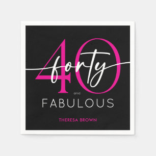 Serviette En Papier Moderne Anniversaire Minimal Rose Quarante Fabuleu