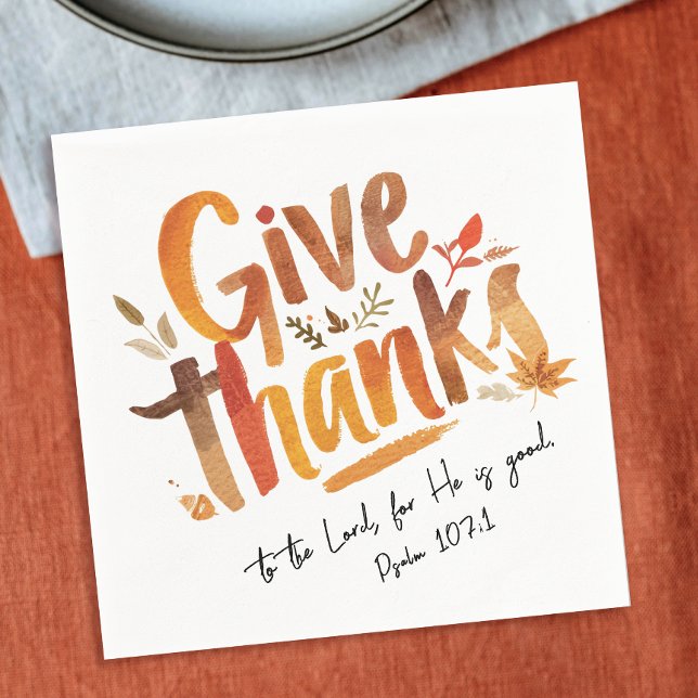 Serviette En Papier Moderne Bénédiction de Gratitude d'Automne Orange  (Créateur téléchargé)