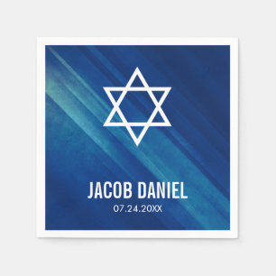 Serviette En Papier Moderne Blue Grunge Bar Mitzvah