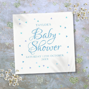 Serviette En Papier Moderne Blue Love Hearts Baby Boy Shower Sprinking