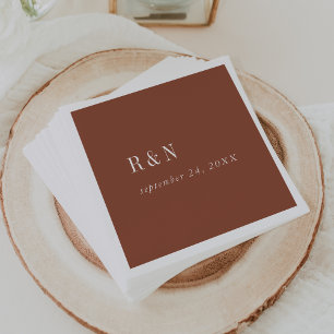 Serviette En Papier Moderne Chic en terre cuite rouille Monogramme Mar