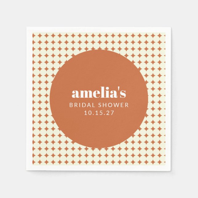 Serviette En Papier Moderne Chic Points de Terracotta Mariage sur Mesu (Devant)