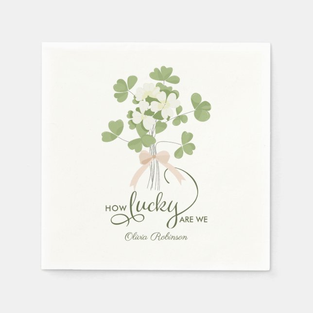 Serviette En Papier Moderne Chic Shamrock Lucky avec baby shower Bow (Devant)