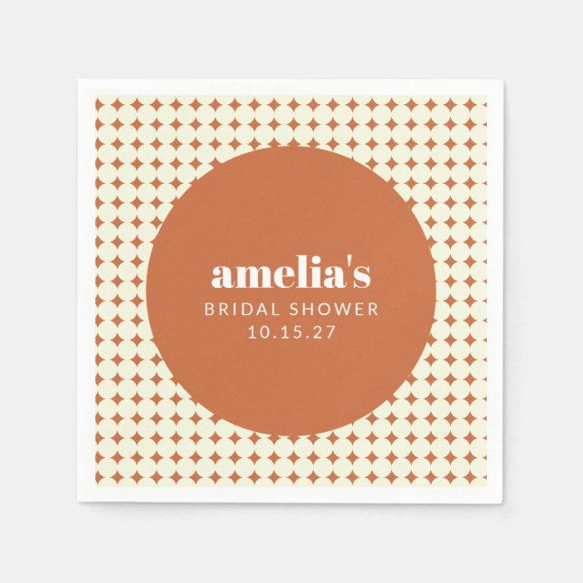 Serviette En Papier Moderne Chic Tomettes Points Personnalisé Mariage (Devant)